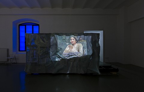 Neïl Beloufa, World Domination, installation view, We are safe now, ZERO…, Milan, 2015. Photo: Roberto Marossi