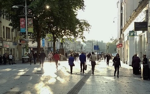 Shoppers on Cardiff Queen Street