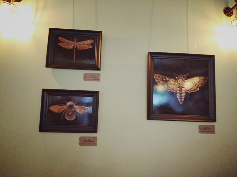 Art displayed on the walls of the Teahouse
