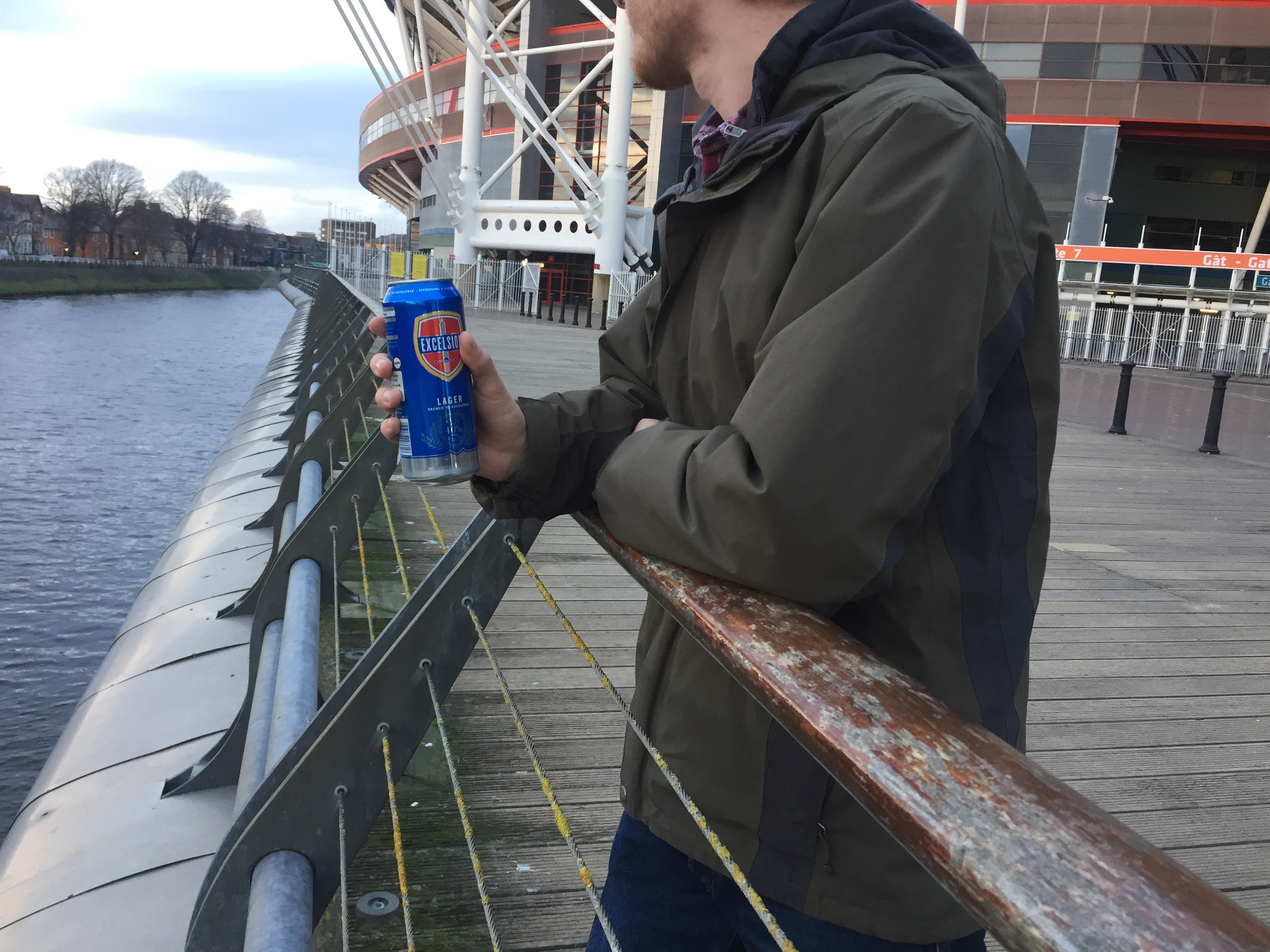 Man drinking alcohol in Cardiff