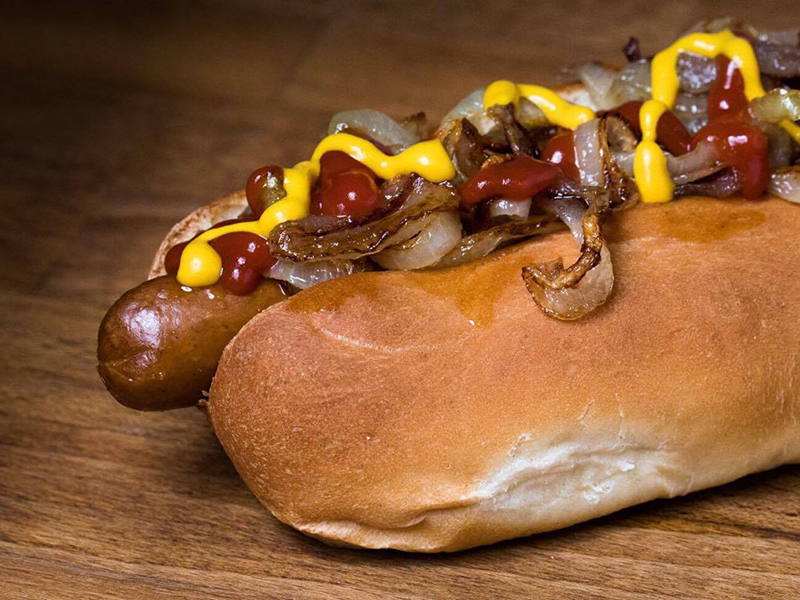 photo of vegan junk food style American hot dog. Photo by Will Slater