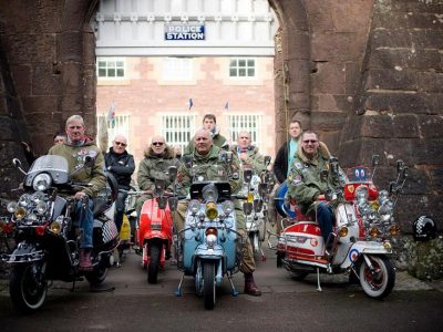 A group of mods on their bikes