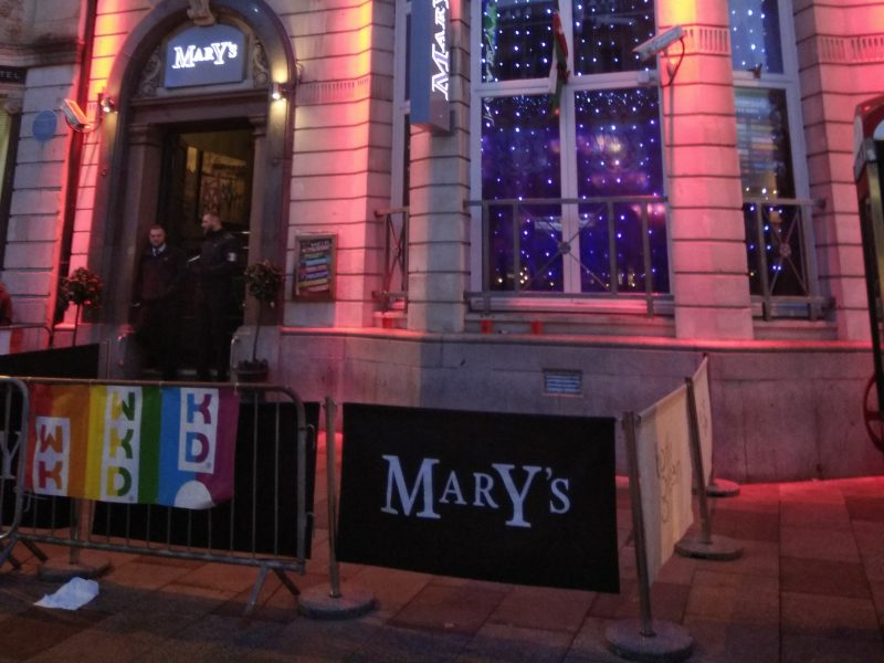 Entrance to the club Mary's