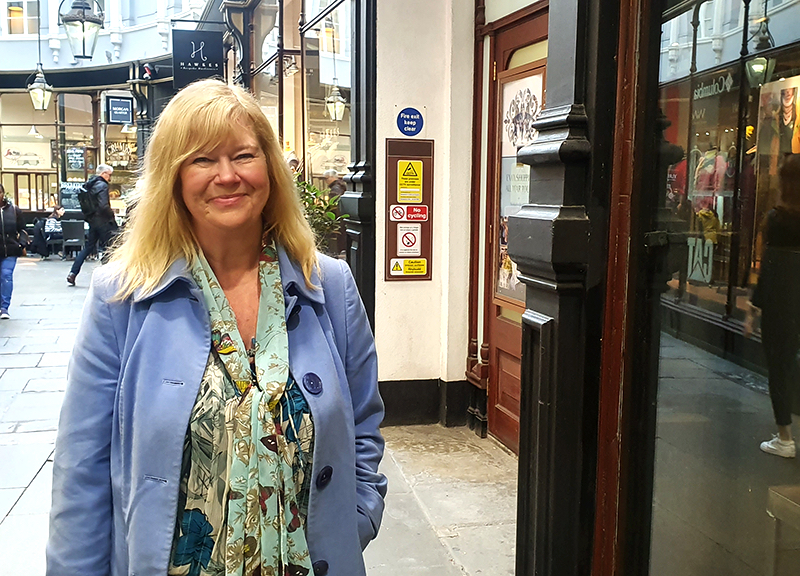 Voxpop woman in Cardiff's Arcade