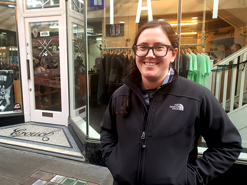 Voxpop woman in Cardiff's Arcade