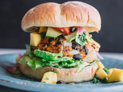 Image of a vegetarian burger on a plate