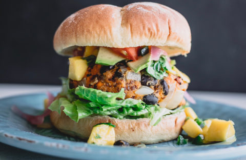 Image of a vegetarian burger on a plate