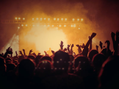 Live concert, crowd with hands in the air