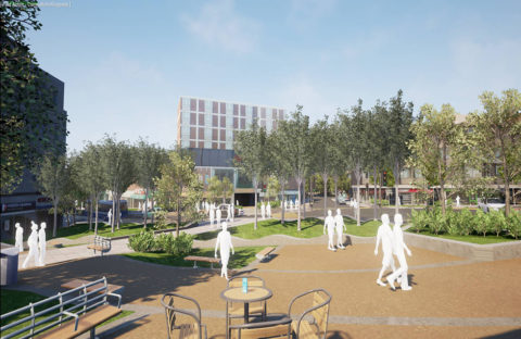 animation of Swansea Kingsway with more greenery