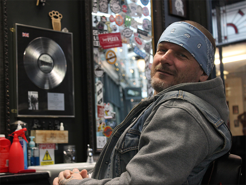 Matt getting the rare opportunity to sit down at his tattoo and barber shop, Sleep When You're Dead in Cardiff.