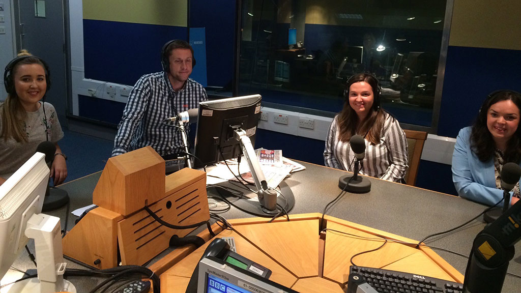 Students in a radio studio