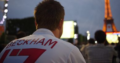 England fan wearing a David Beckham shirt