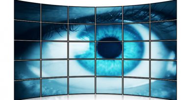 Blue eye on multiscreen monitor