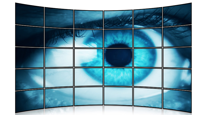 Blue eye on multiscreen monitor