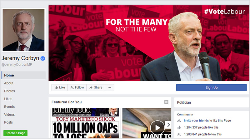 Jeremy Corbyn's Facebook page