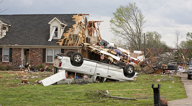 A home damaged by a tornado