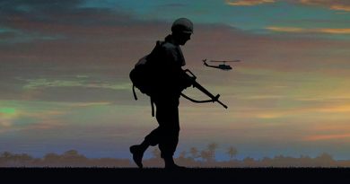 Silhouette of an American soldier in vietnam