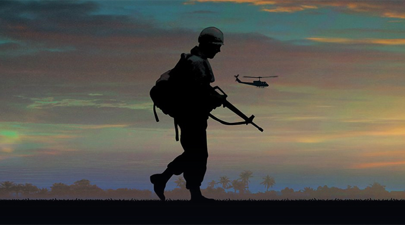 Silhouette of an American soldier in vietnam