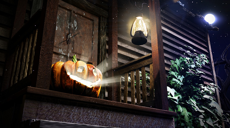 A pumpkin on a doorstep