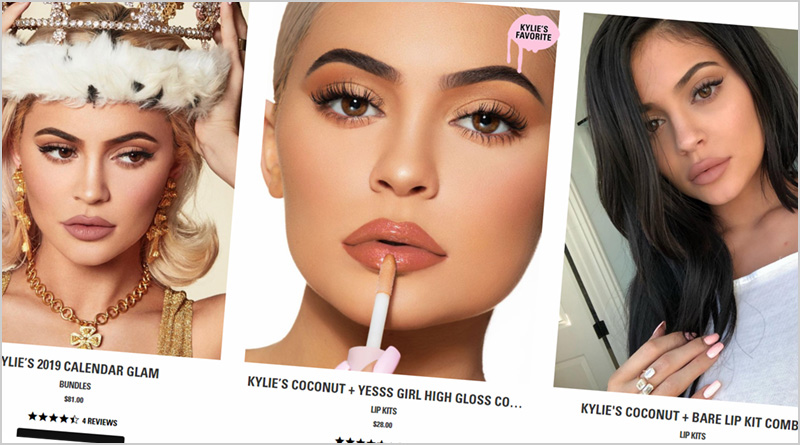 Screenshot of the Kylie Cosmetics website